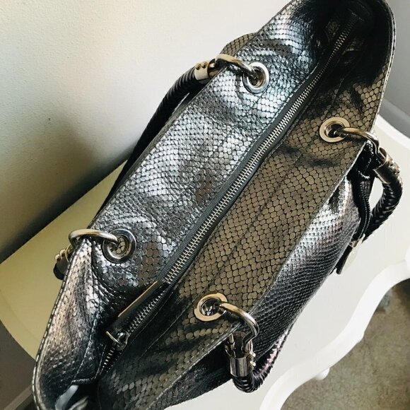 Micheal Kors Skorpios Metallic Snakeskin Bag Tote - Picture 7 of 10